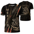 Mexican Aztec Art T-Shirt 3D, Mexico Flag Shirt for Patriot, Mexican Clothes Men