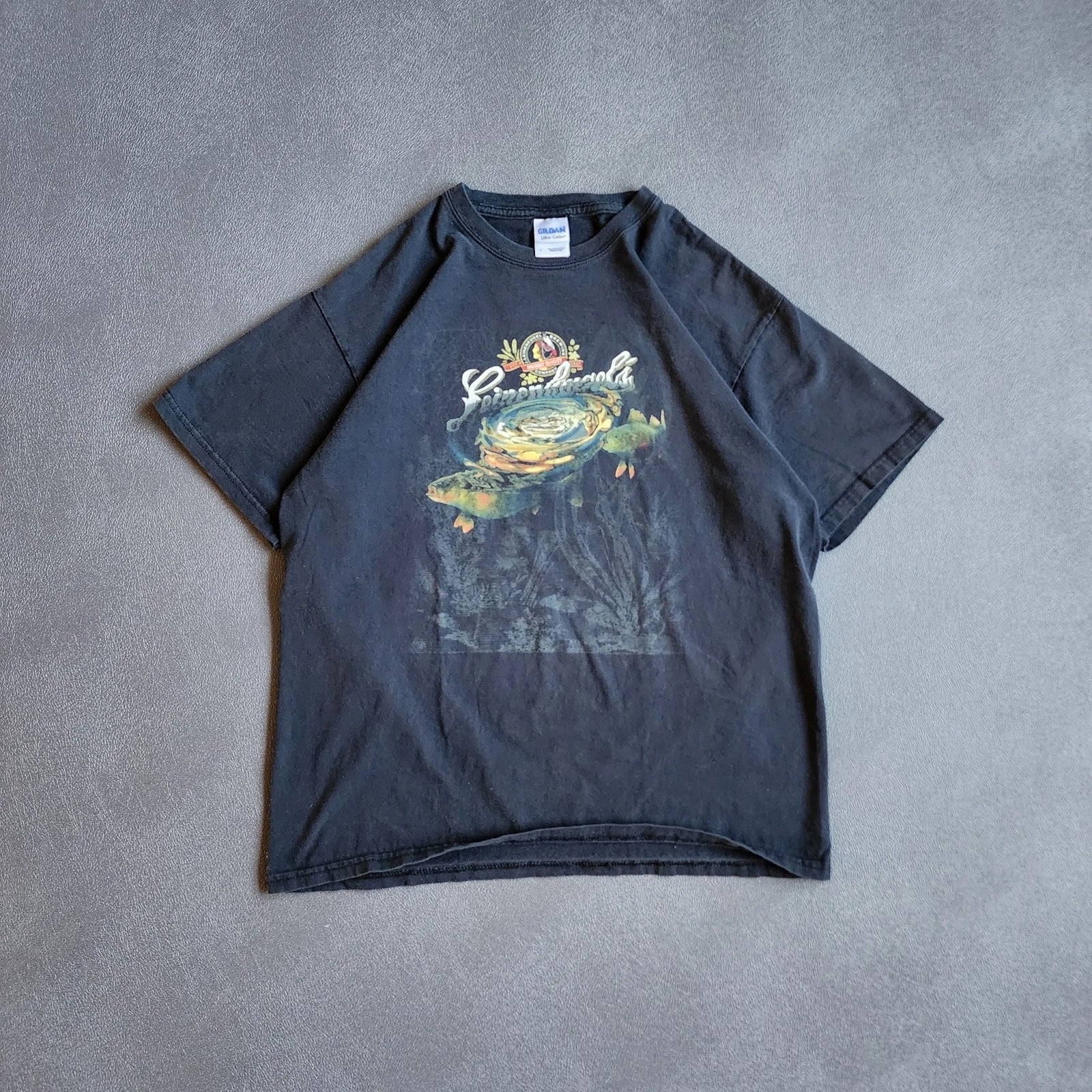 Vintage Y2K Leinenkugels Fish Pond Black Shirt Large