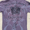 Affliction | Lost Souls Graphic V-Neck Tee Y2K Faded Purple Mens Medium Grunge