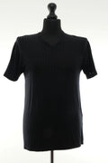 Bugatti Men's T-Shirt Underwear XL Black Striped Short Sleeve V-Neck + Viscose