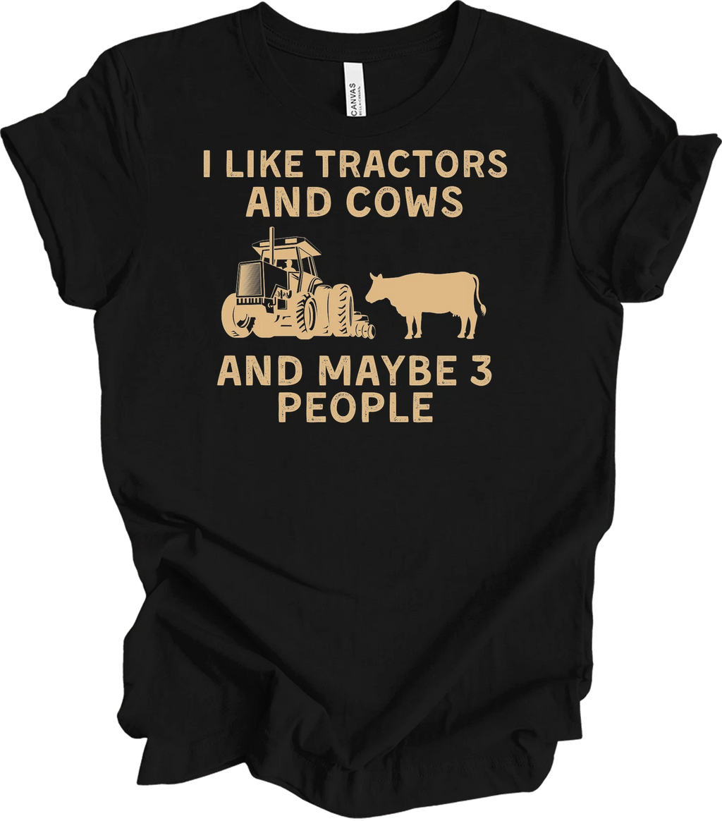 I Like Tractors and Cows Maybe 3 People Funny Farmer Gift T-Shirt Vintage Retro