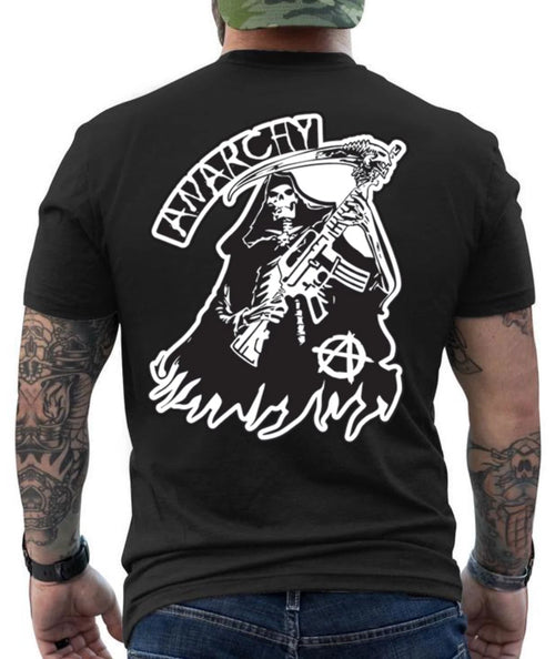 Anarchy Grim Reaper Skull Biker Graphic Design  T- Shirt