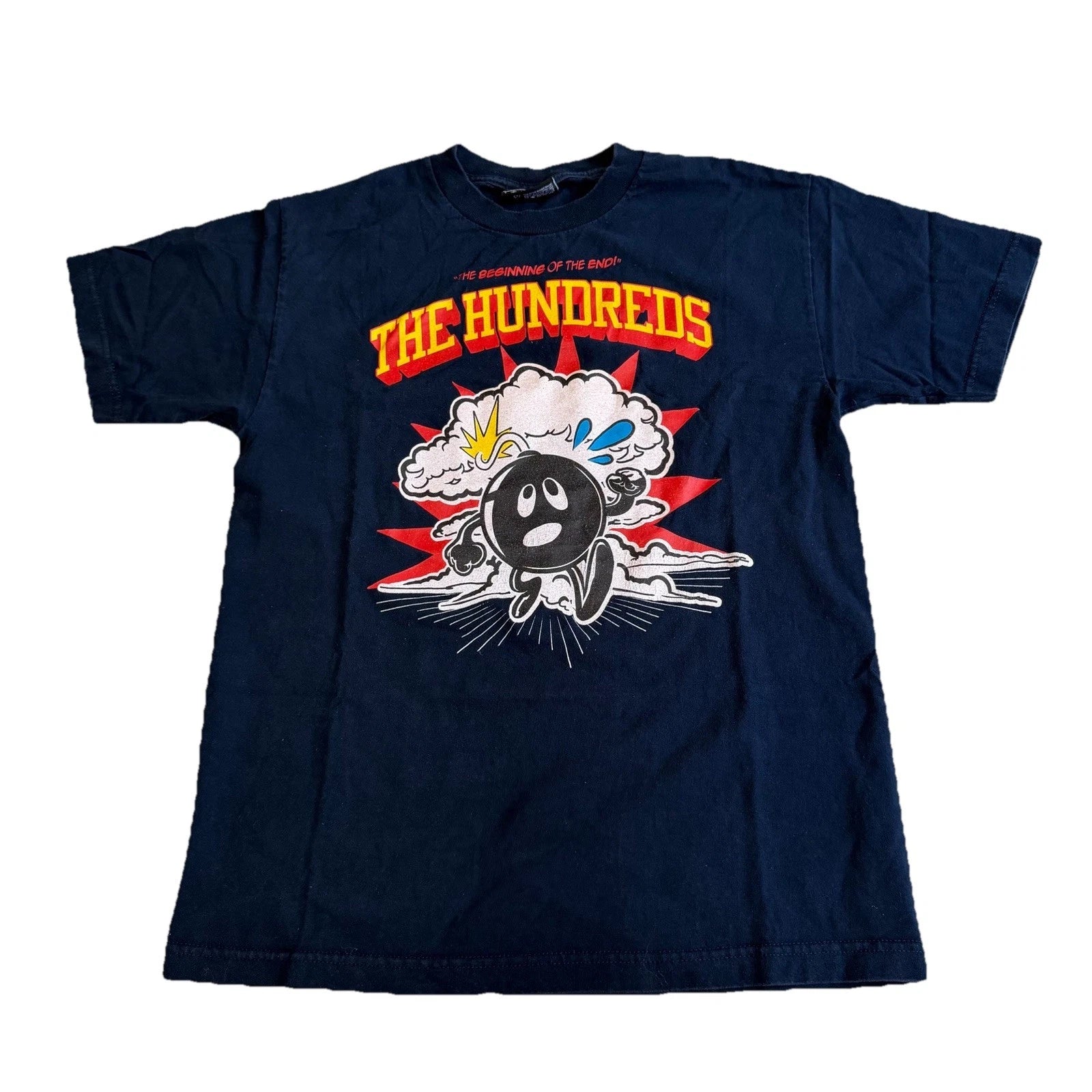 Y2K The Hundreds “the Beginning Of The End” Bomb Shirt Navy Blue Sz M Skateboard