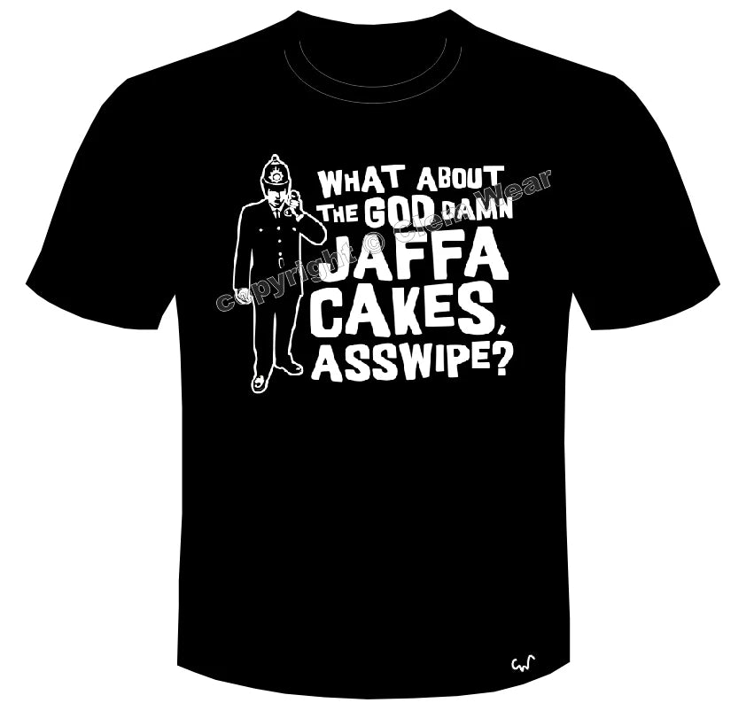 Rik Mayall JAFFA CAKES Bottom tee t shirt t-shirt comedy mayal carbon neutral