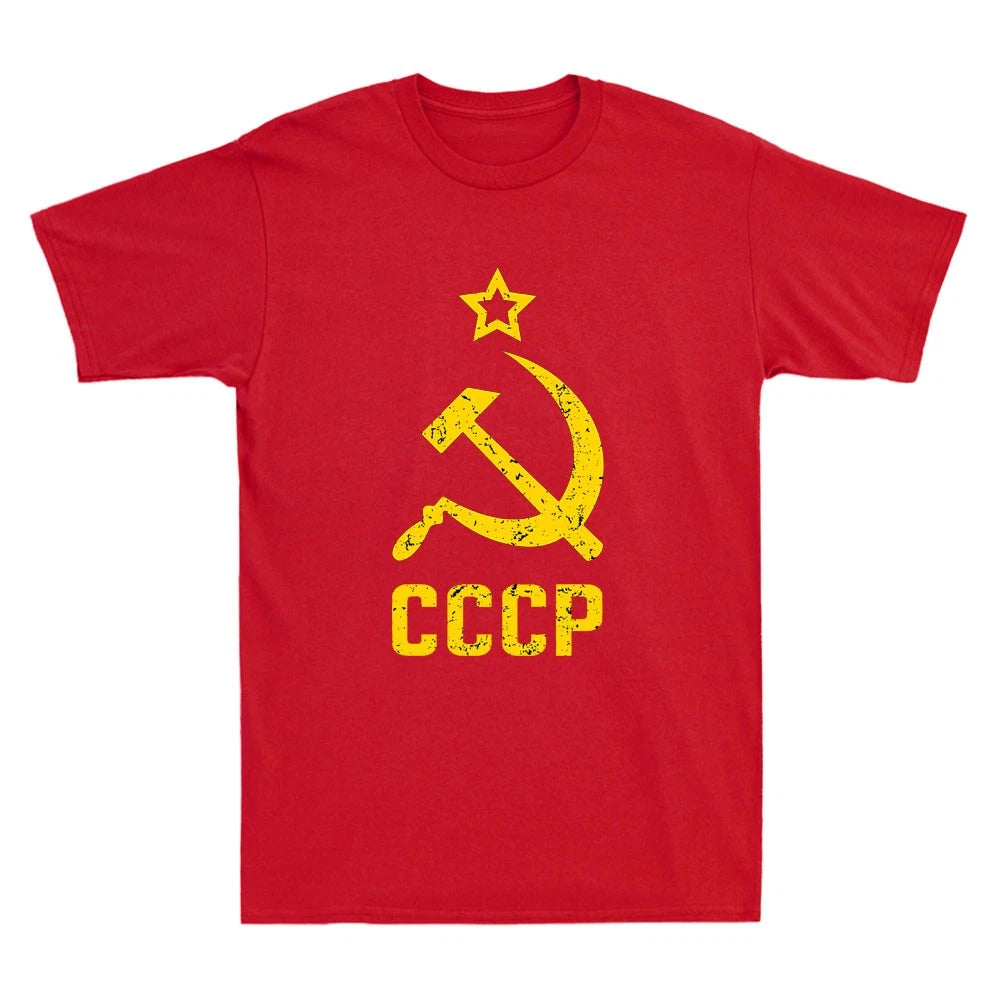 CCCP T-shirt USSR HAMMER &SICKLE FLAG KGB Political Soviet Union Vintage T Shirt