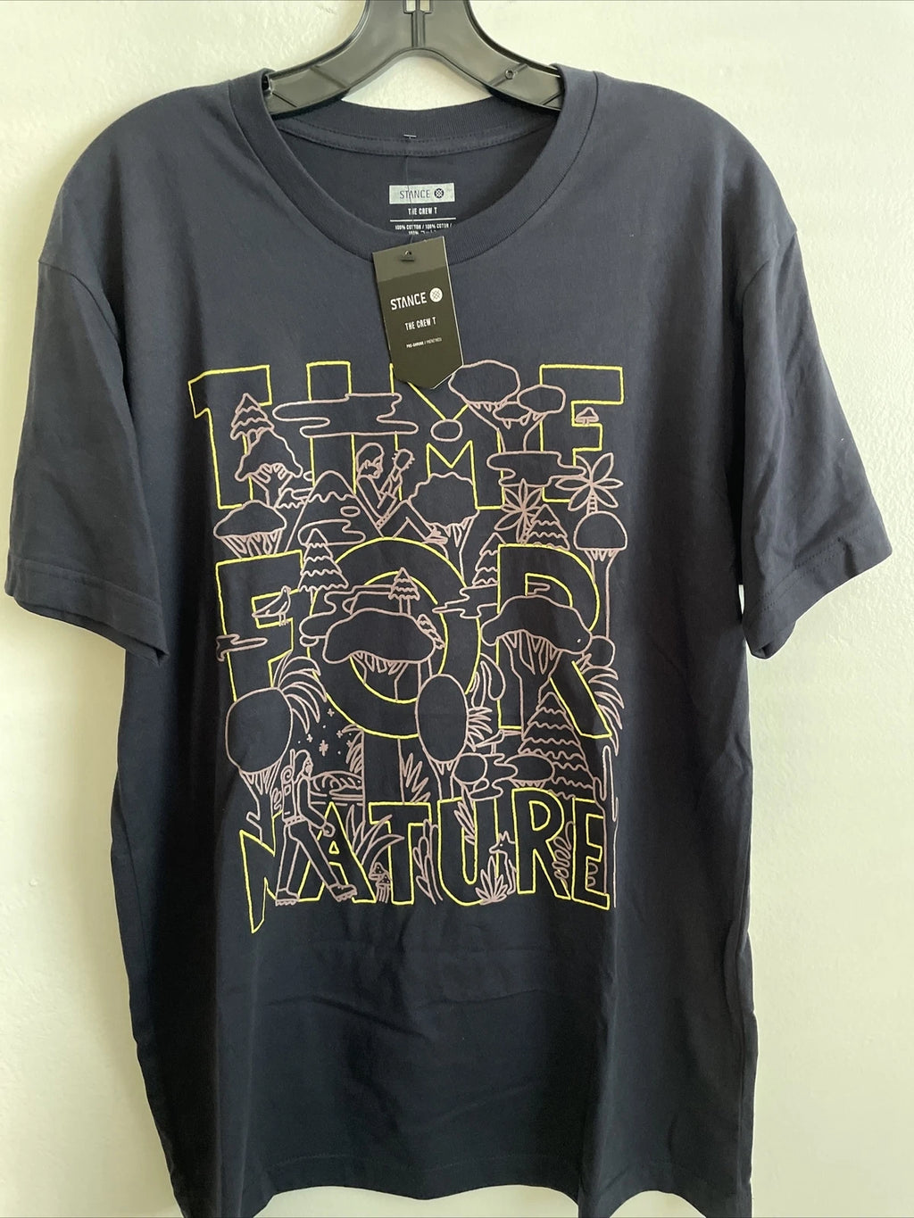 New Stance Designer Mens Graphic Street Style Art Tee Shirt Dark Blue Size M