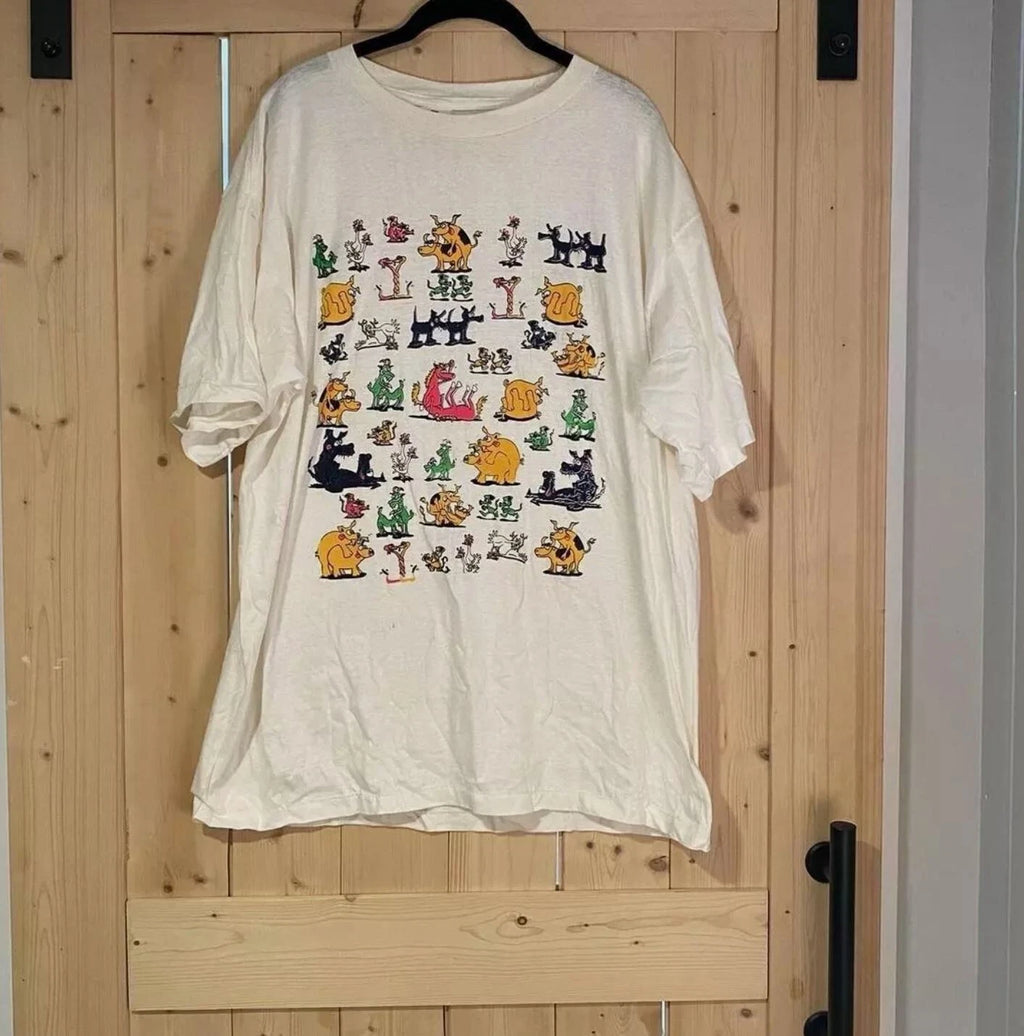 Vintage 90s Cartoon Animal Sex Positions Gag Tee T- Shirt Unisex, Full Size