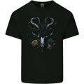 A Gothic Goat Skull With Flowers Goth Roses Mens Cotton T-Shirt Tee Top