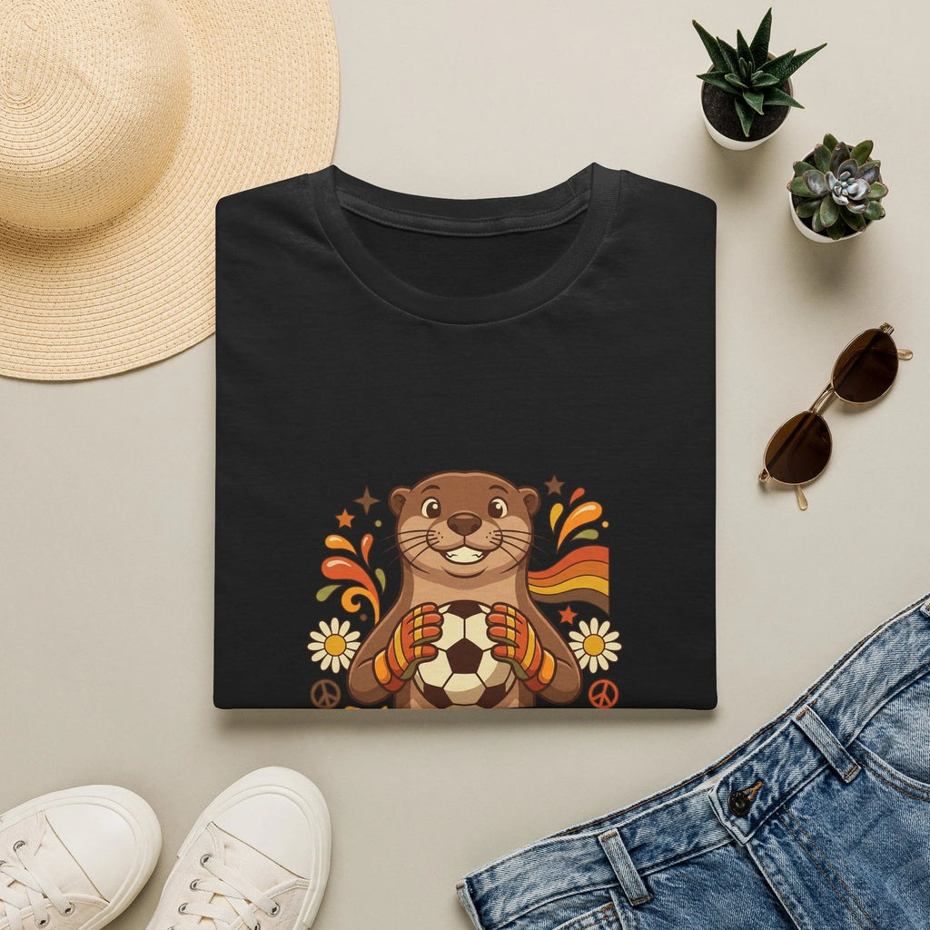 Otter Saves Soccer Ball retro floral design T-Shirt | 1976