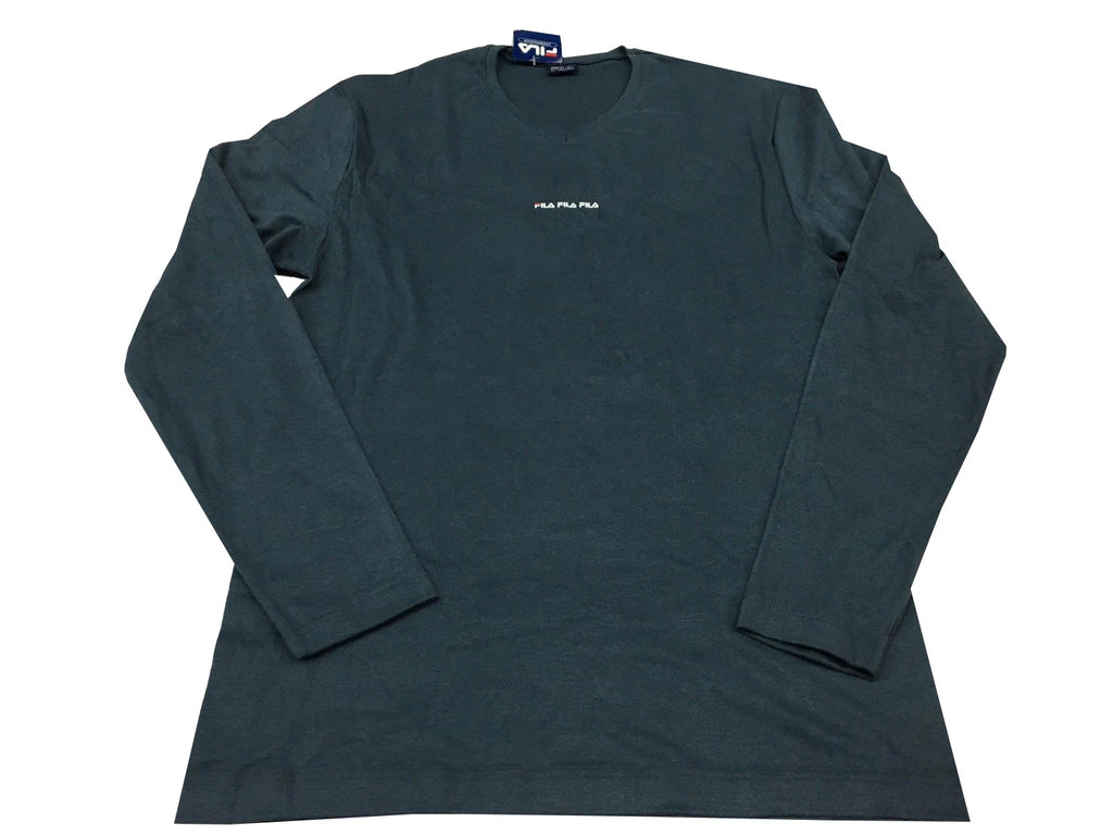 FILA Men's Sweater Teal Cotton V Neck Interlock Mod. Calgary New Look 5.017.2