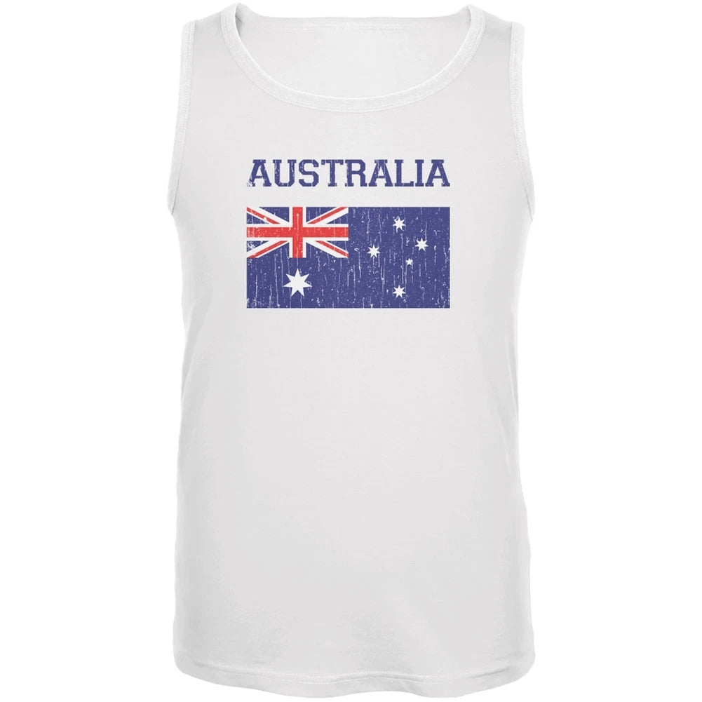World Cup Distressed Flag Australia White Adult Tank Top
