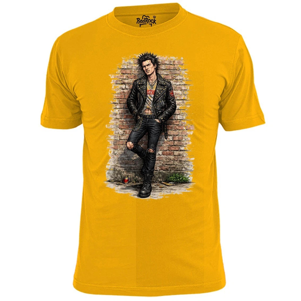 Mens Old School Punk Rocker Against Wall T Shirt Pistols Ruts