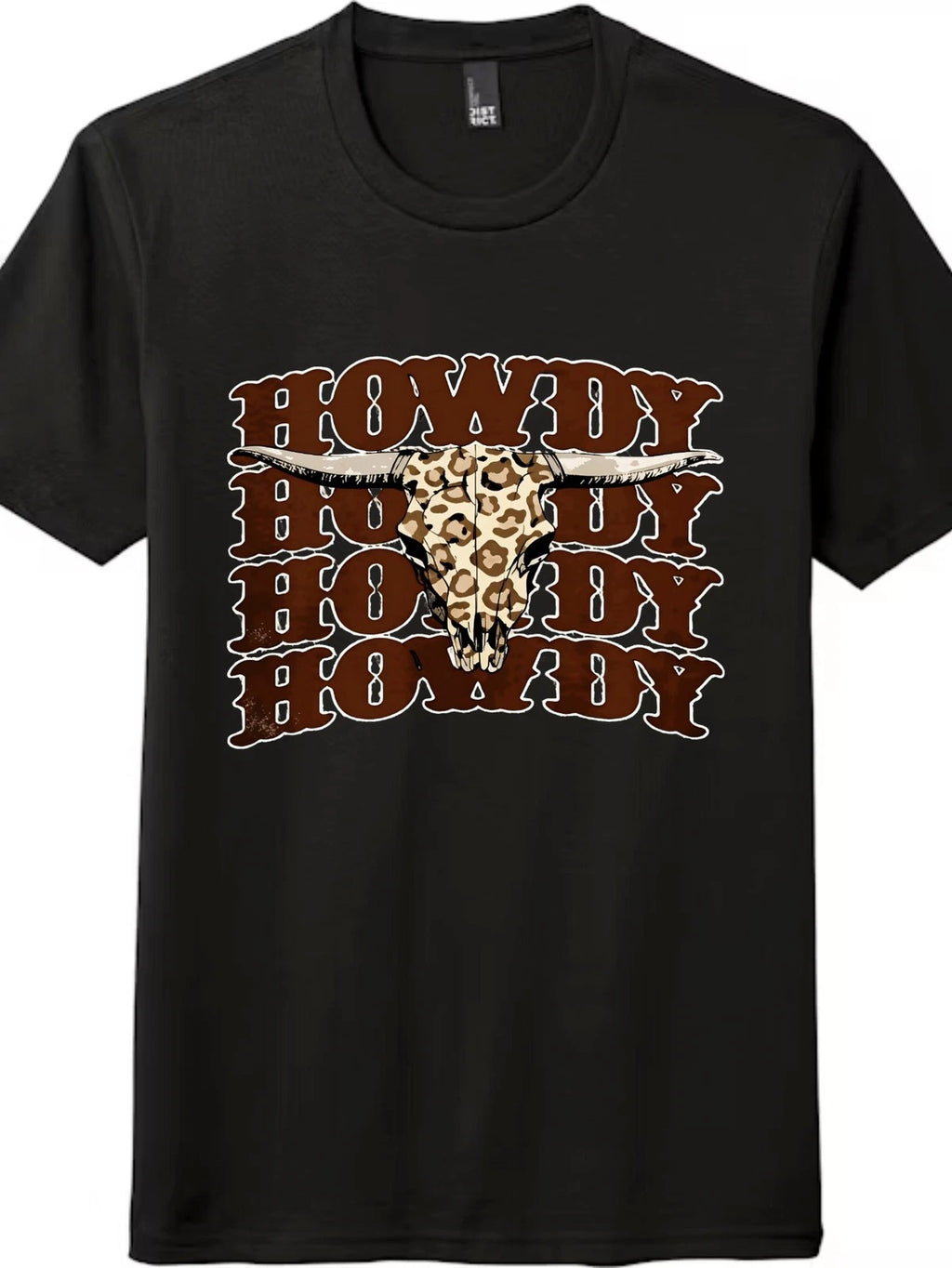 Howdy Leopard Cow Skull Western Graphic T-Shirt, Cowboy Rodeo Tee