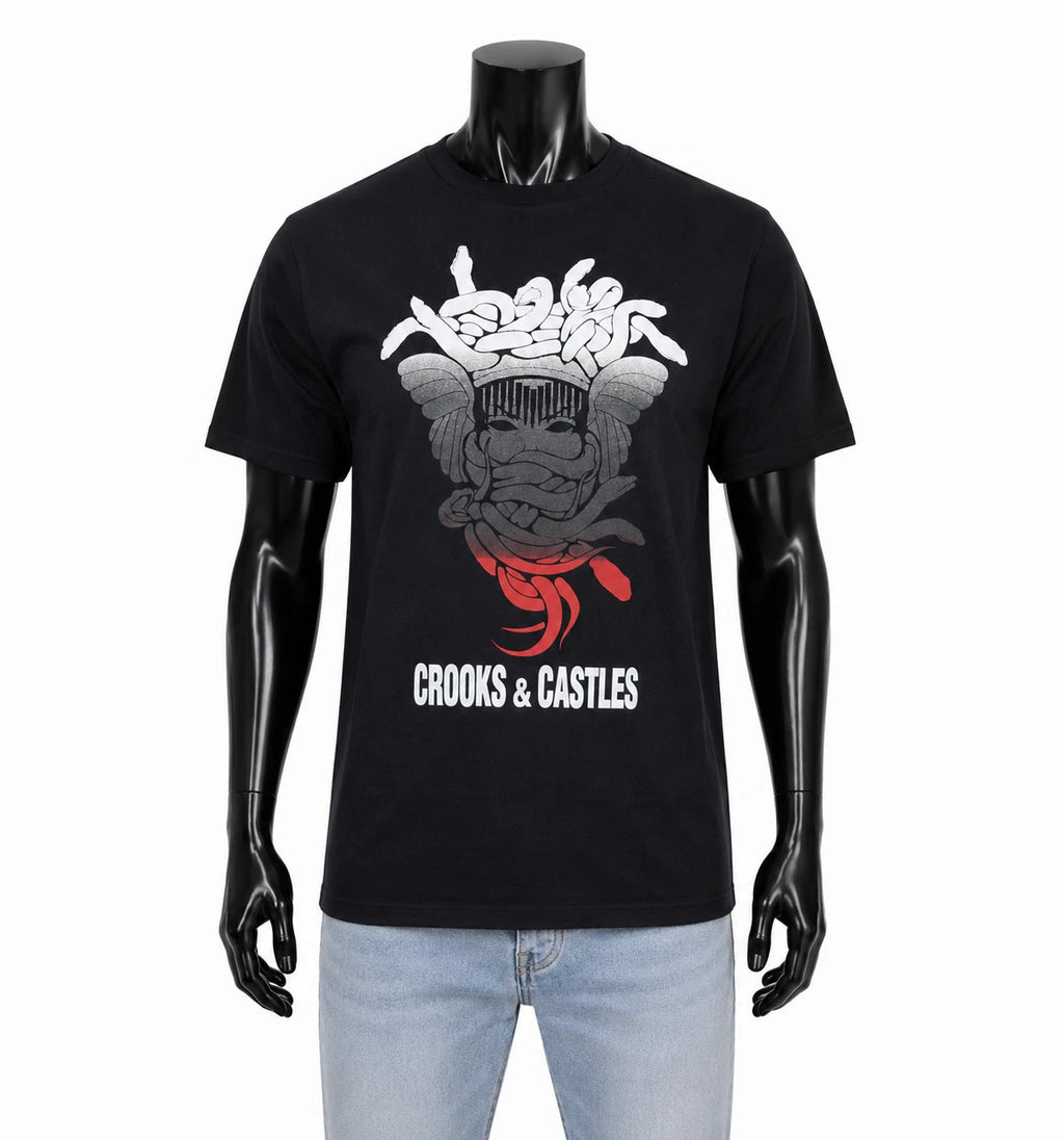 New Crooks Castles Streetwear Medusa C2110714 Black Mens S/S T Shirt RCRCA-15