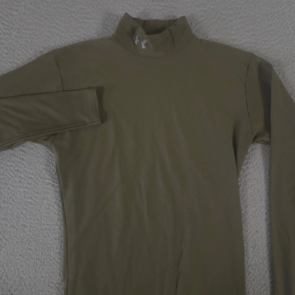 VINTAGE Under Armour Shirt Mens M Olive ColdGear Compression Mock Neck Y2K