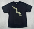 Vtg Hanes Beefy-T Mens Large Black Shirt Artistic Rattlesnake Graphic Print Y2K