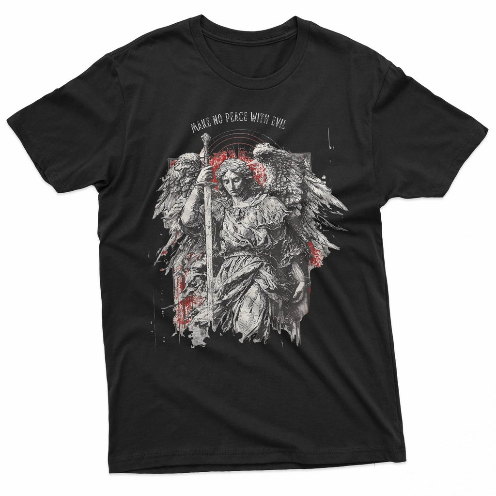 Archangel Michael Make No Peace With Evil  Gothic Christian T-Shirt