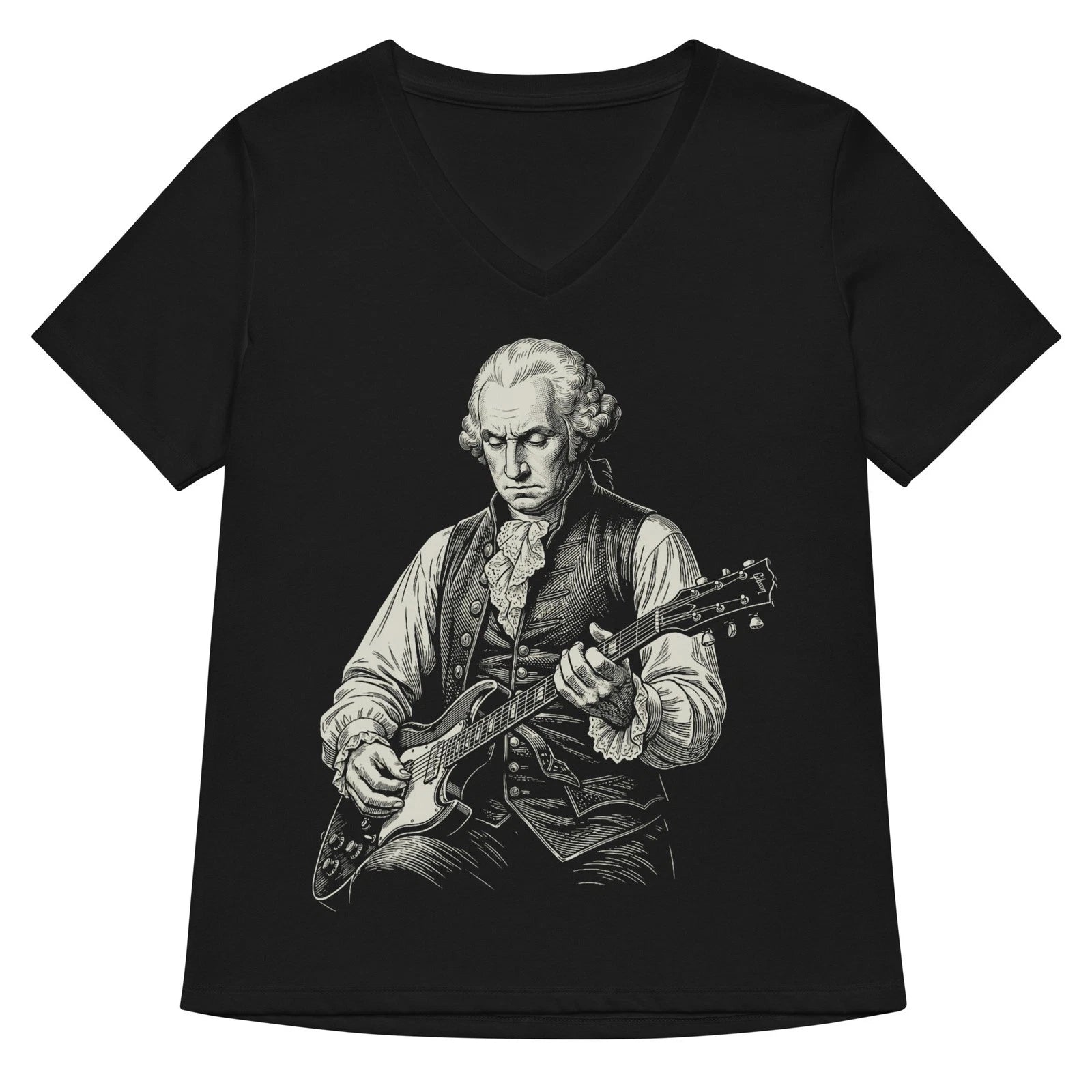 George Washington President Playing Guitar Retro Vintage v-neck t-shirt
