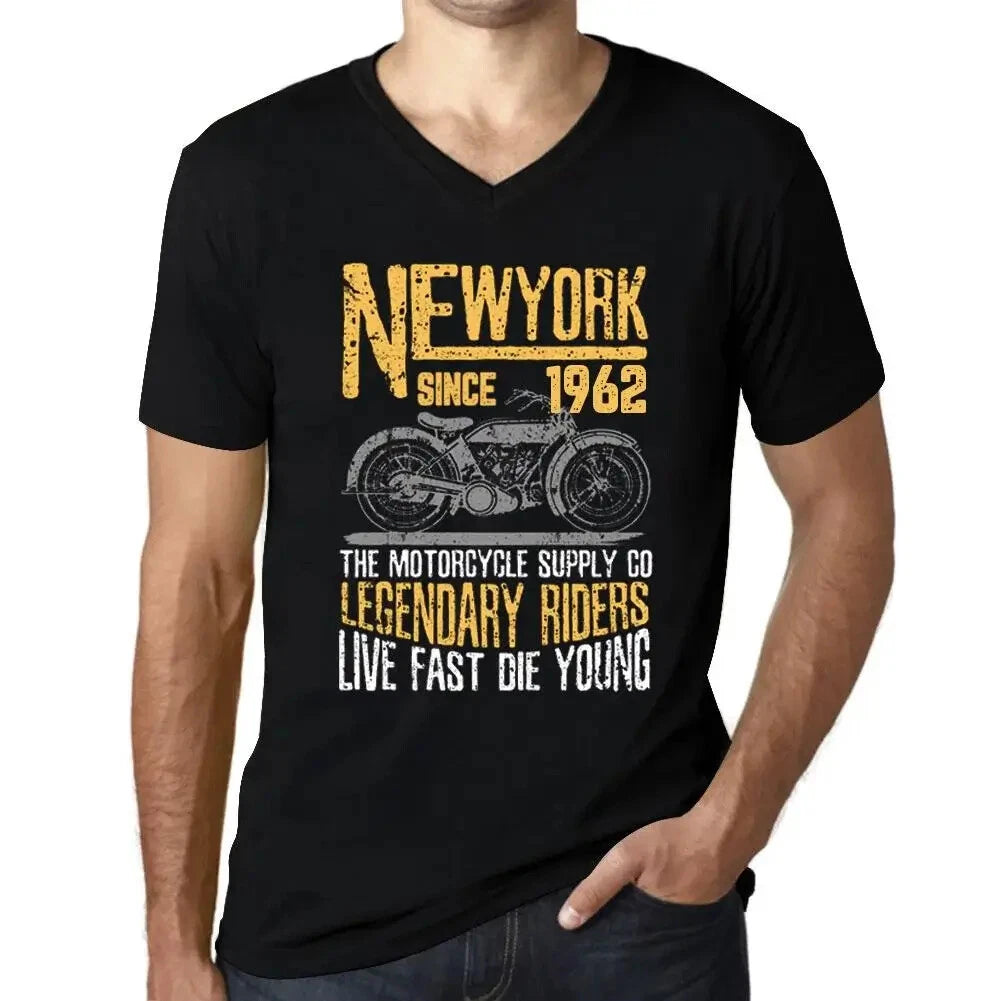 Men's Graphic T-Shirt V Neck Motorcycle Legendary Riders Since 1962 62nd