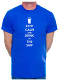 Mens Funny Personalised T Shirt Keep Calm Drink At The Ship Pub Fathers Day Gift