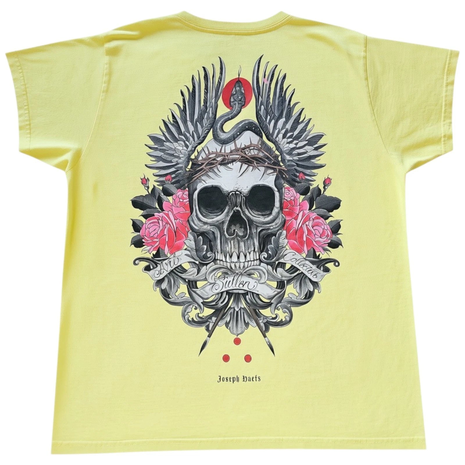 Men's Sullen Art Collective Haefs Skull & Wings MMA Tattoo Tee T-Shirt Large
