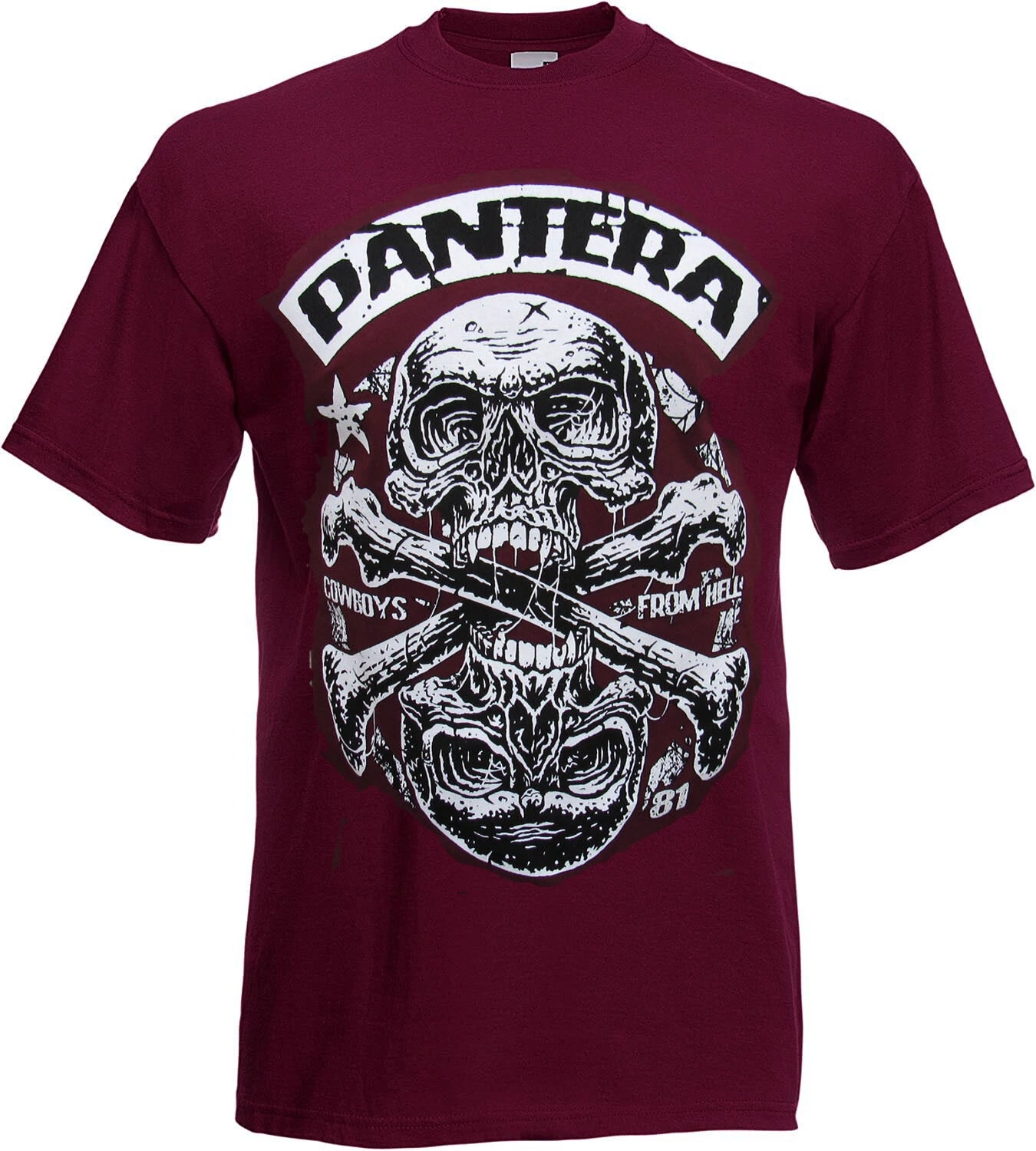 PANTERA COWBOYS FROM HELLS Punk Rock burgundy T Shirt