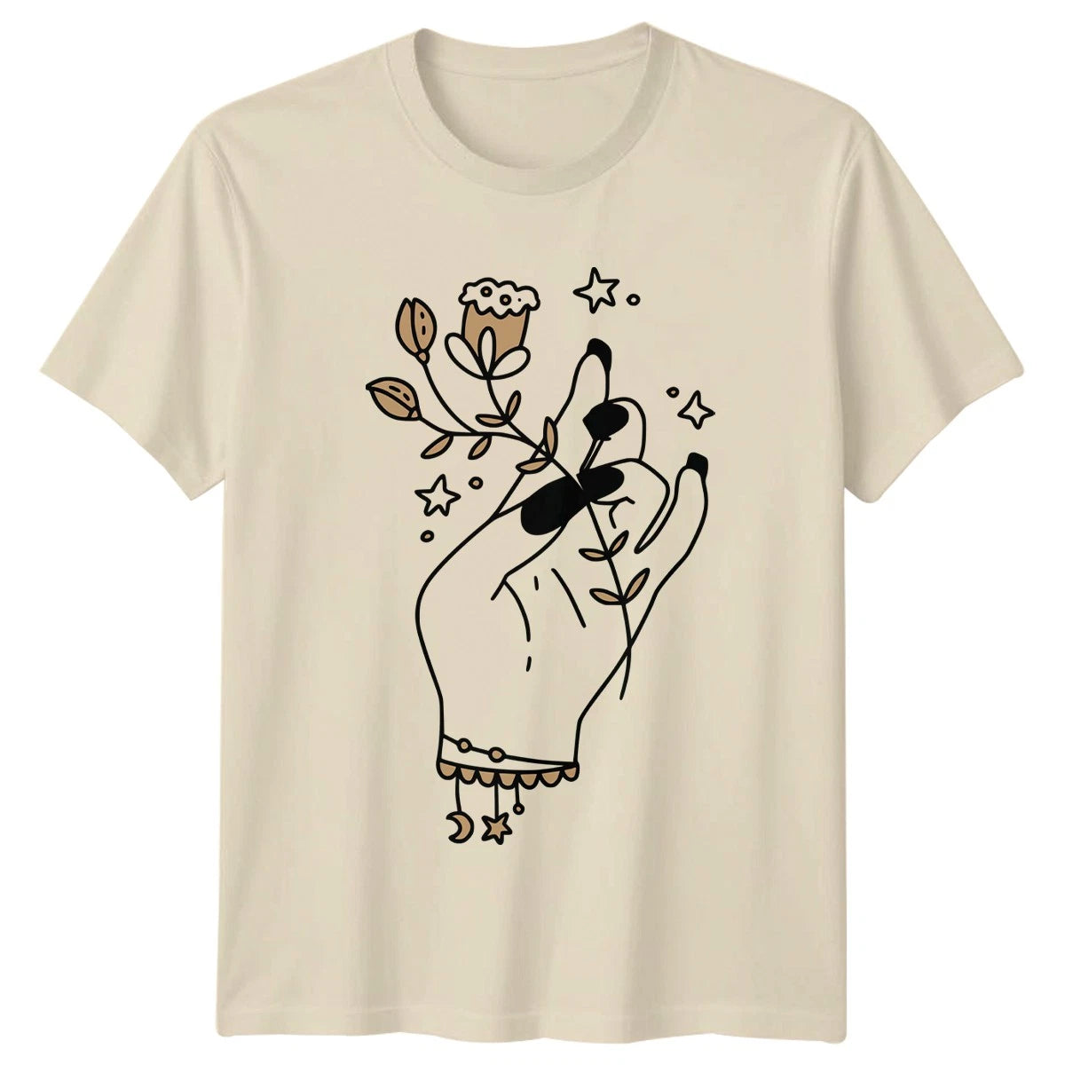 Wild Spirit Moon And Star Womens T-Shirt Witchcraft Boho Nature