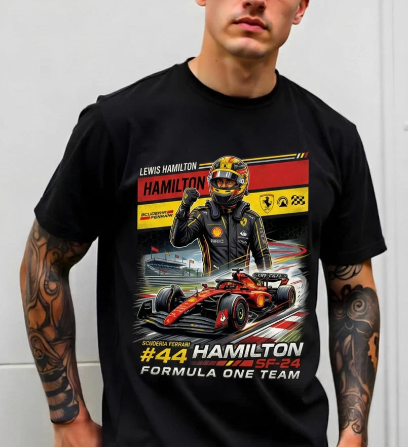 LEWIS HAMILTON F1 CUSTOM DESIGN - T-Shirt Size S-5XL