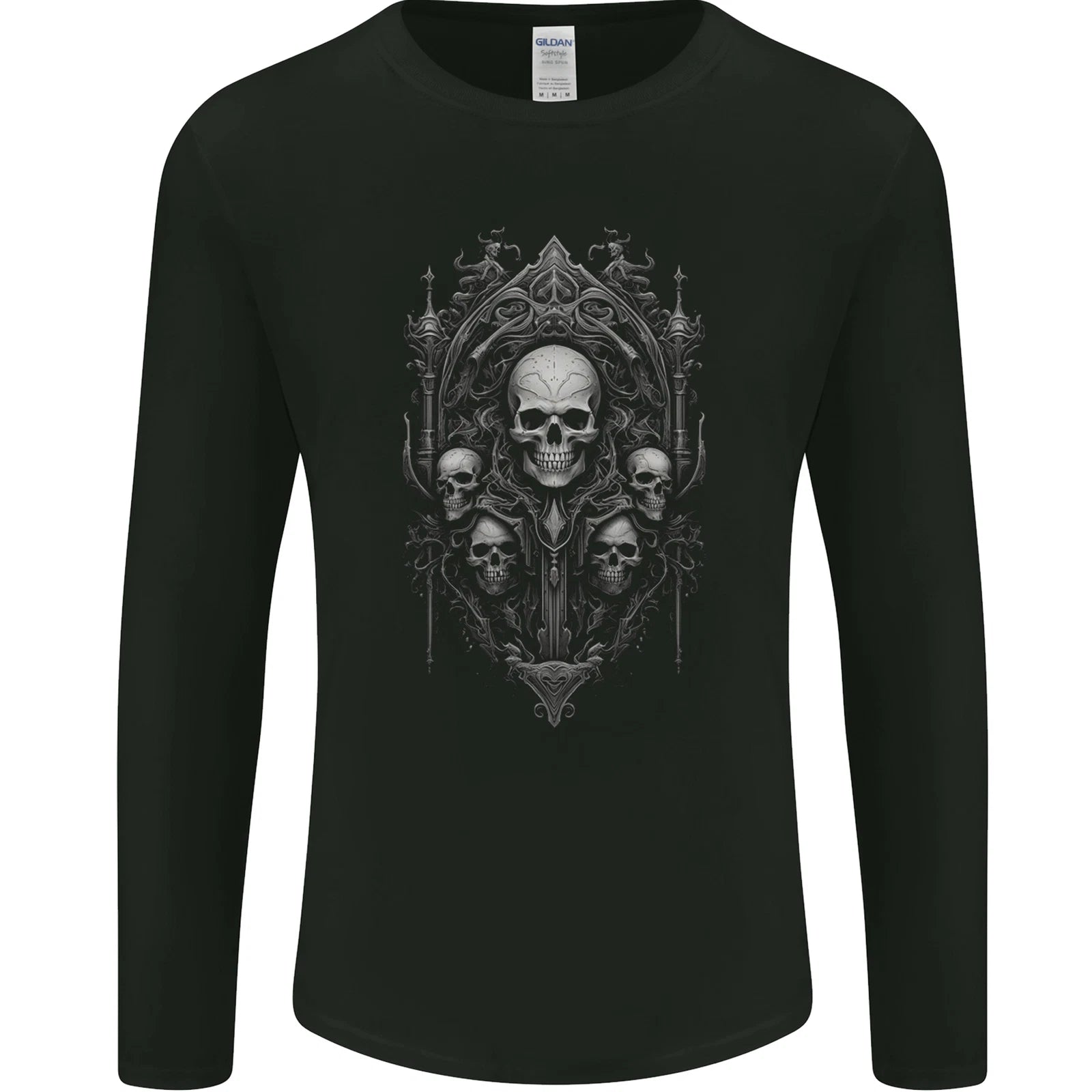 Immortal Skulls Gothic Goth Heavy Metal Rock Mens Long Sleeve T-Shirt
