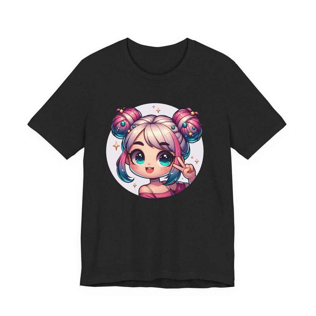 Kawaii Space Buns Anime Girl Tee | Cute Chibi Portrait