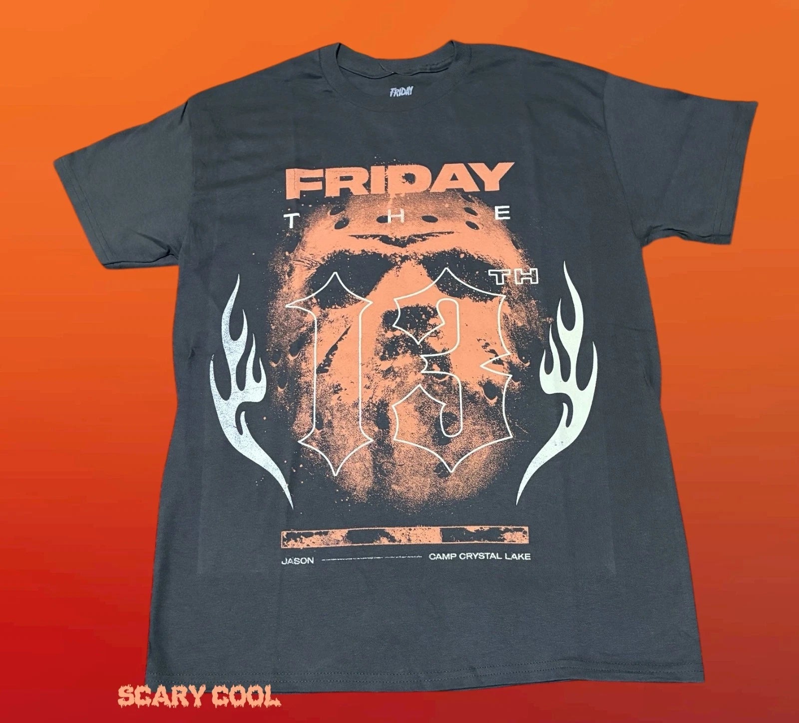 New Friday the 13th Jason Crystal Lake Black 1980 Mens Vintage T-Shirt