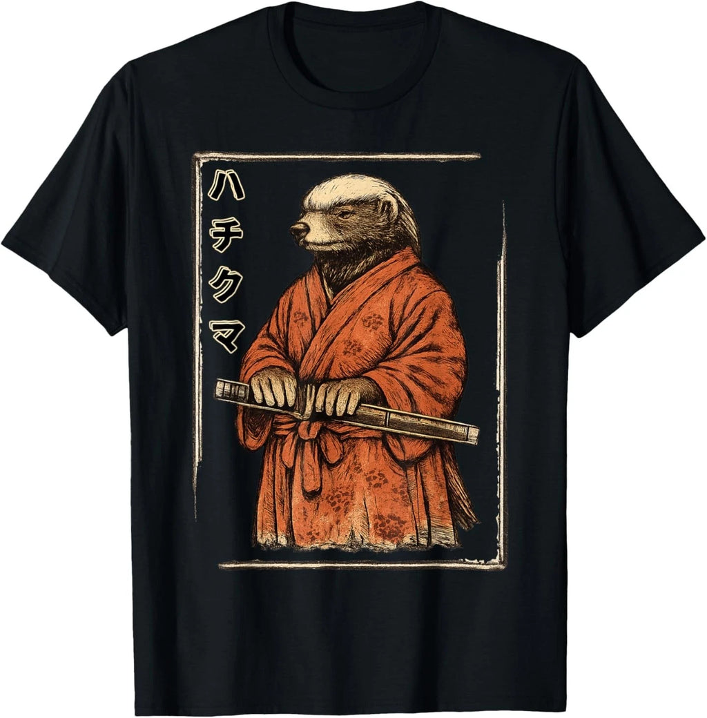 Honey Badger Samurai Shirt – Japanese Warrior Animal Art T-Shirt