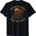 Bald Biker Skull Motorcycle Rider Funny Graphic T-Shirt