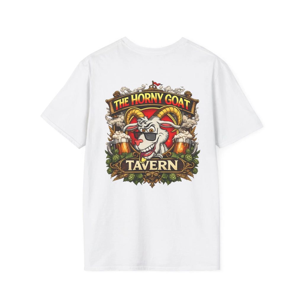 The Horny Goat Tavern Funny Beer Drinking Party Back Side Graphic T-Shirt