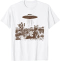Retro 90's Western UFO Spaceship Cowboy Cat Wild West Kitten T Shirt