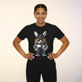 Cool Rabbit Graphic Black T-Shirt Streetwear Bunny Character Animal Art Tee