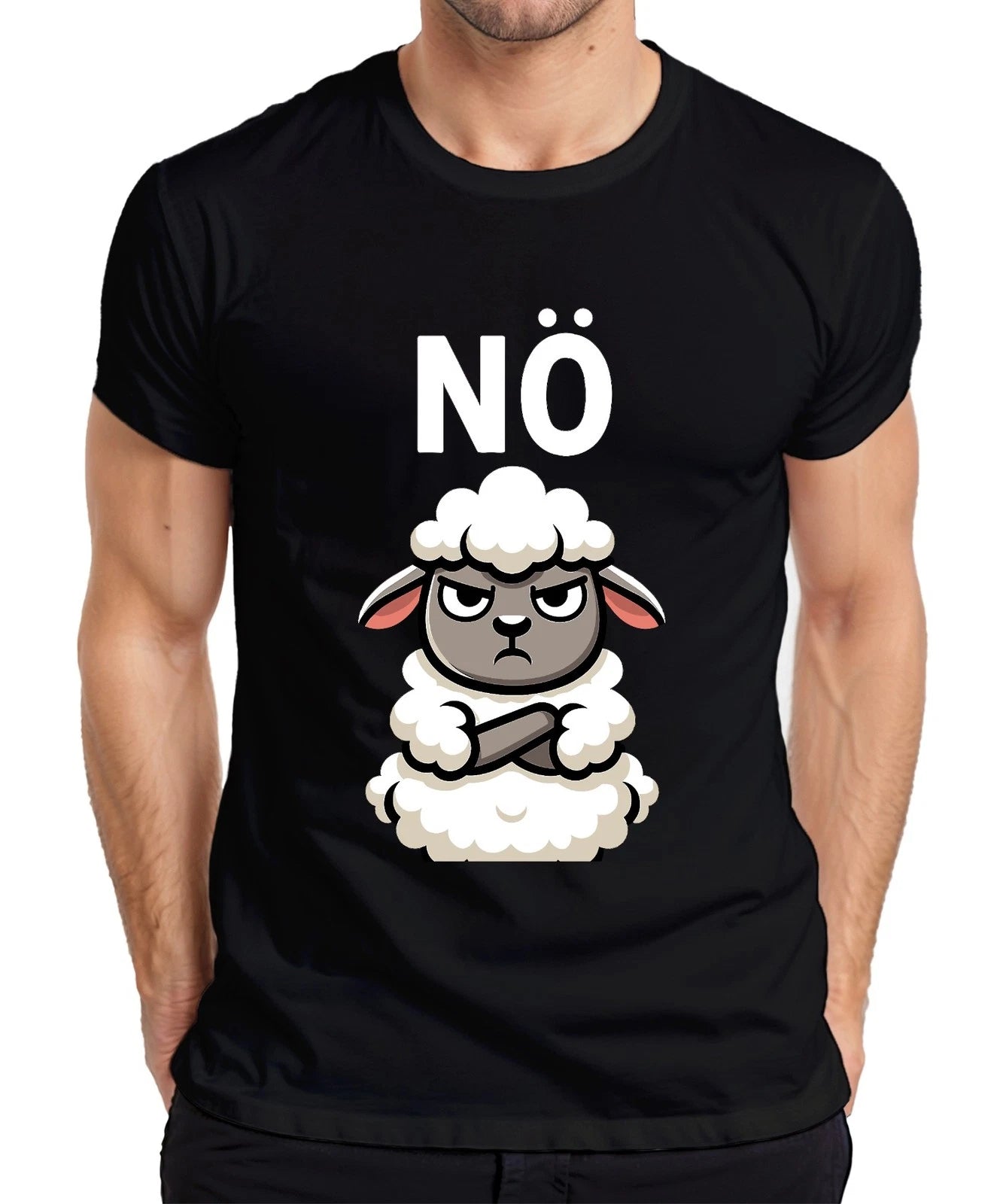NE Sheep Grumpy Sarcastic Grim Cartoon Farm Gift Men's T-Shirt