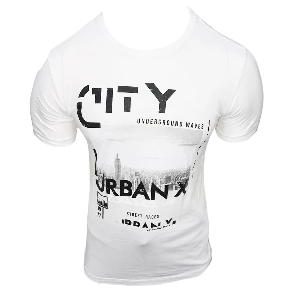 NWT NEW YORK URBAN MEN'S WHITE CREW NECK SHORT SLEEVE T-SHIRT SIZE M