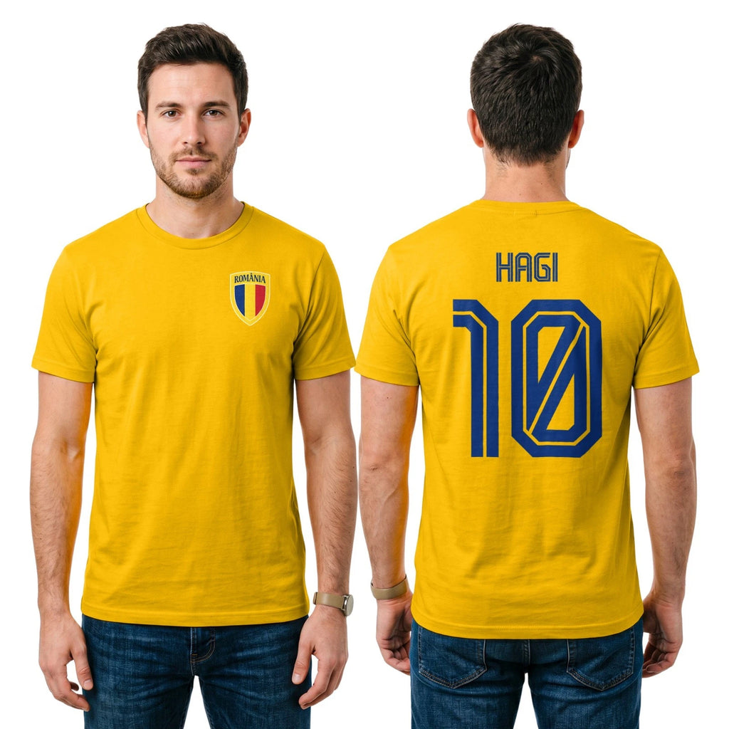 Romania Hagi Football Soccer Yellow T-shirt | Retro Romanian Jersey