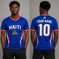 Custom Haiti Soccer Shirt, Blue Red White Athletic Tee, Personalized Football
