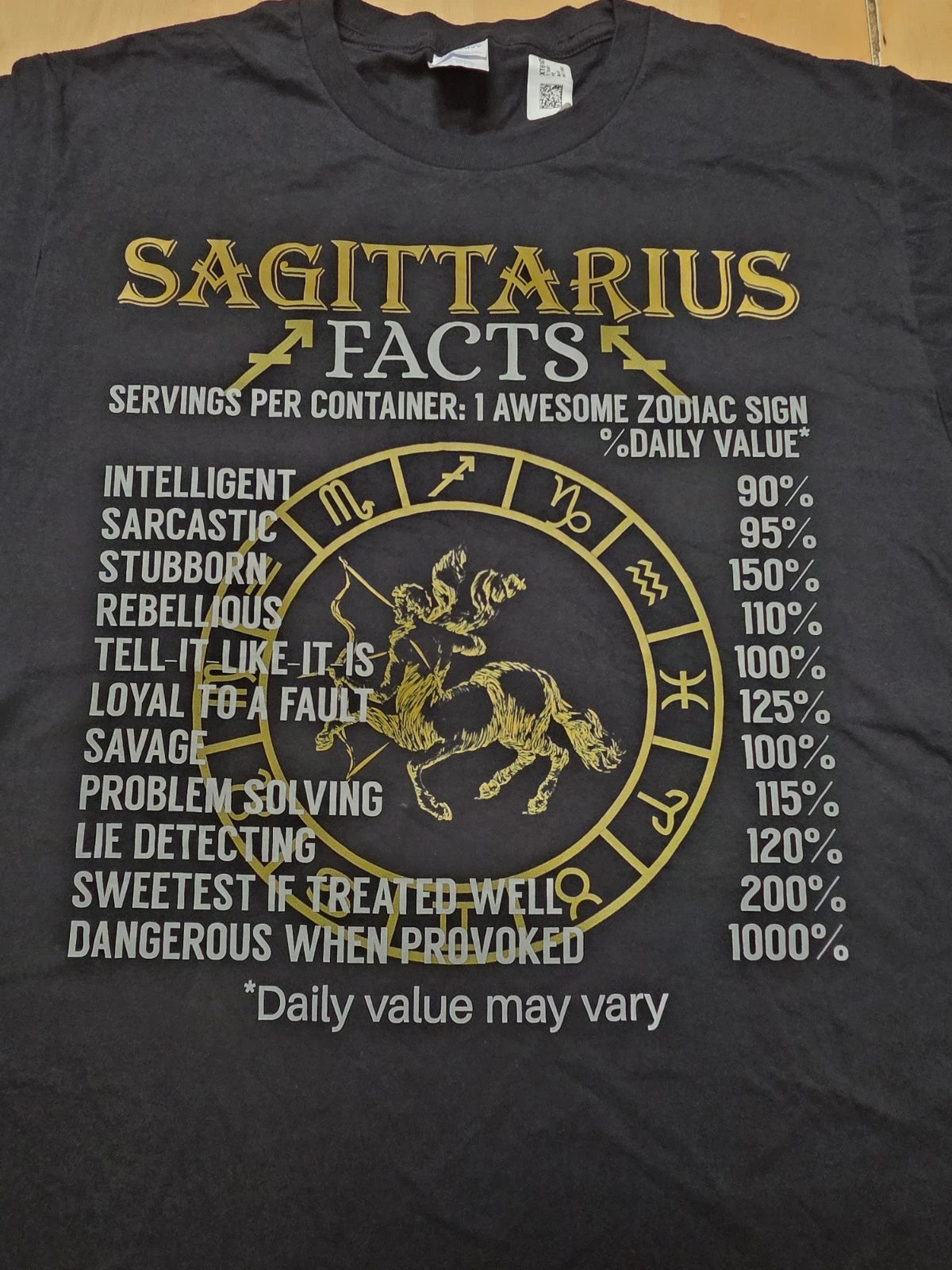 Sagittarius Facts T Shirt Mens Large Fits XL Black Zodiac Astrology Graphic Tee