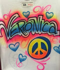 PEACE LOVE FLOWER NAME DESIGN AIRBRUSH CUSTOM SHIRT HIPSTER AIR BRUSH COLOR