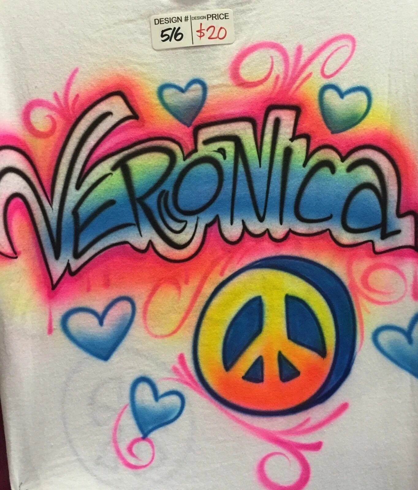 PEACE LOVE FLOWER NAME DESIGN AIRBRUSH CUSTOM SHIRT HIPSTER AIR BRUSH COLOR
