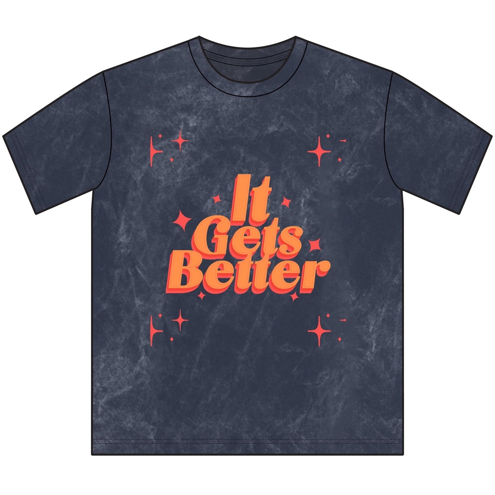 It Gets Better Tee | Retro 70s Script, Positive Message, Washed Black