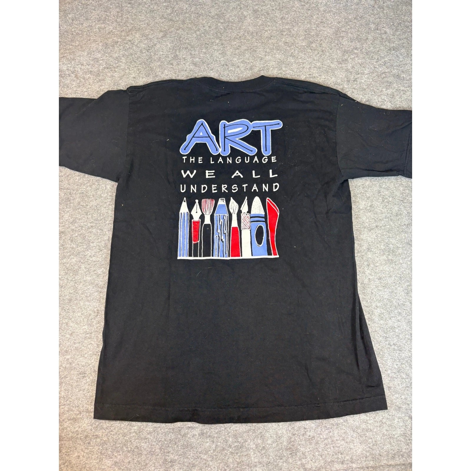Vintage 90s Art Painter Graphic Tee Mens L Black Creative Self Expression Show