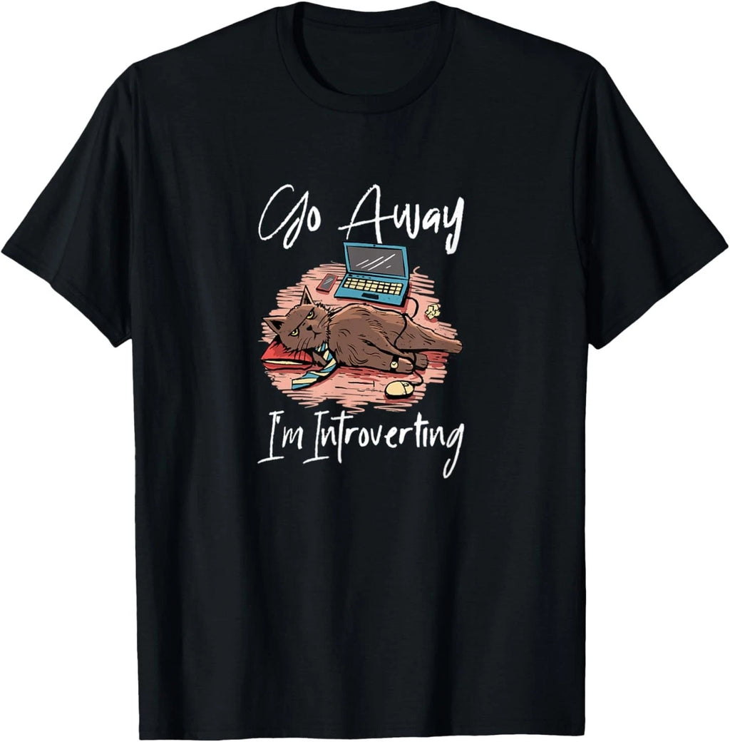 Go Away I'm Introverting Funny Working Introvert Cat T-Shirt