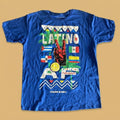 Reason Brand Latino AF T-Shirt Mens XL Blue Graphic Peace Sign Flags Streetwear