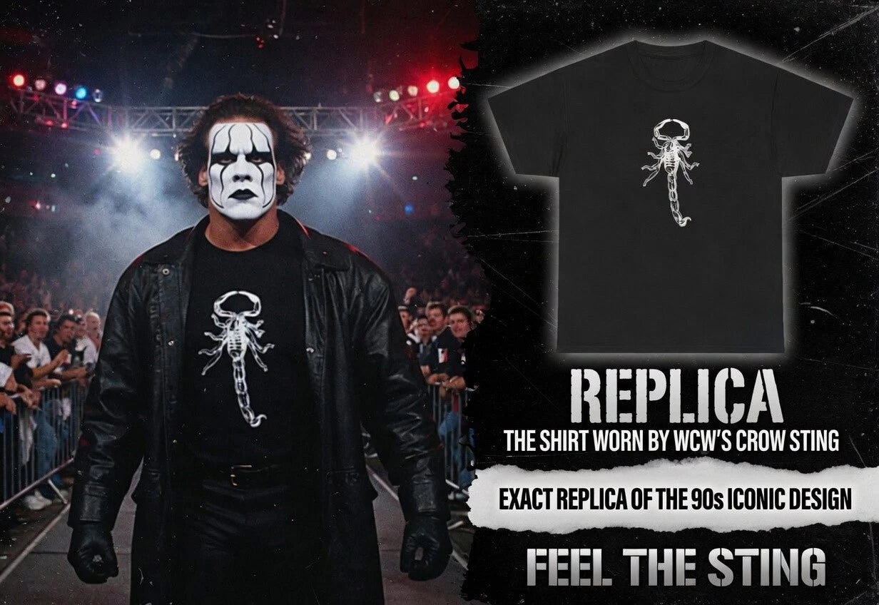 Crow Sting Replica Scorpion Shirt - Exact 90s Iconic Design Black T-Shirt