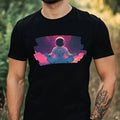 Mens Meditating Astronaut Motif Cotton T-Shirt Size XS to 5XL