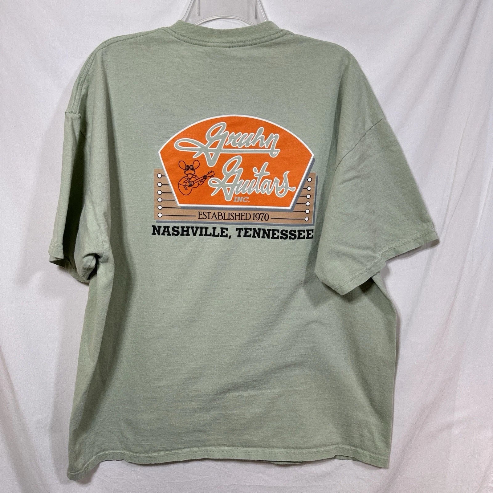 Vintage Gruhn Guitars Nashville Tennessee 2XL Double Sided Graphic T-Shirt XXL